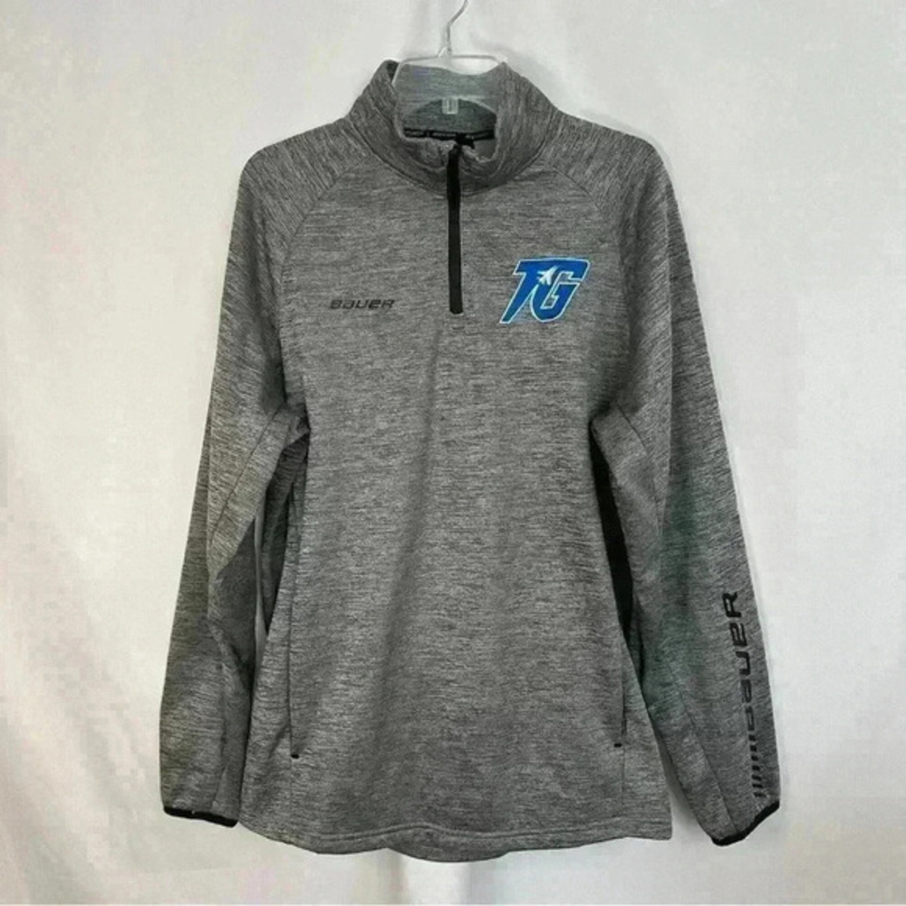 Bauer Sweater Sweatshirt Pullover Quarter Zip Mens Size XL Gray